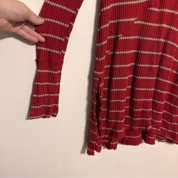 Free People Striped Sunset Park Thermal Tunic Red Size Medium - Picture 4 of 8